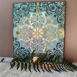 Трафарет - Цветок папоротника - Фотография интерьере 3